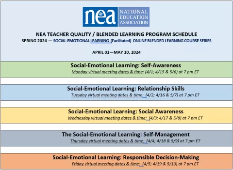 SEL Blended Learning Courses Schedule