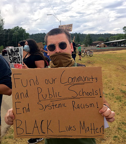 Kimo Homer at Black Lives Matter protest